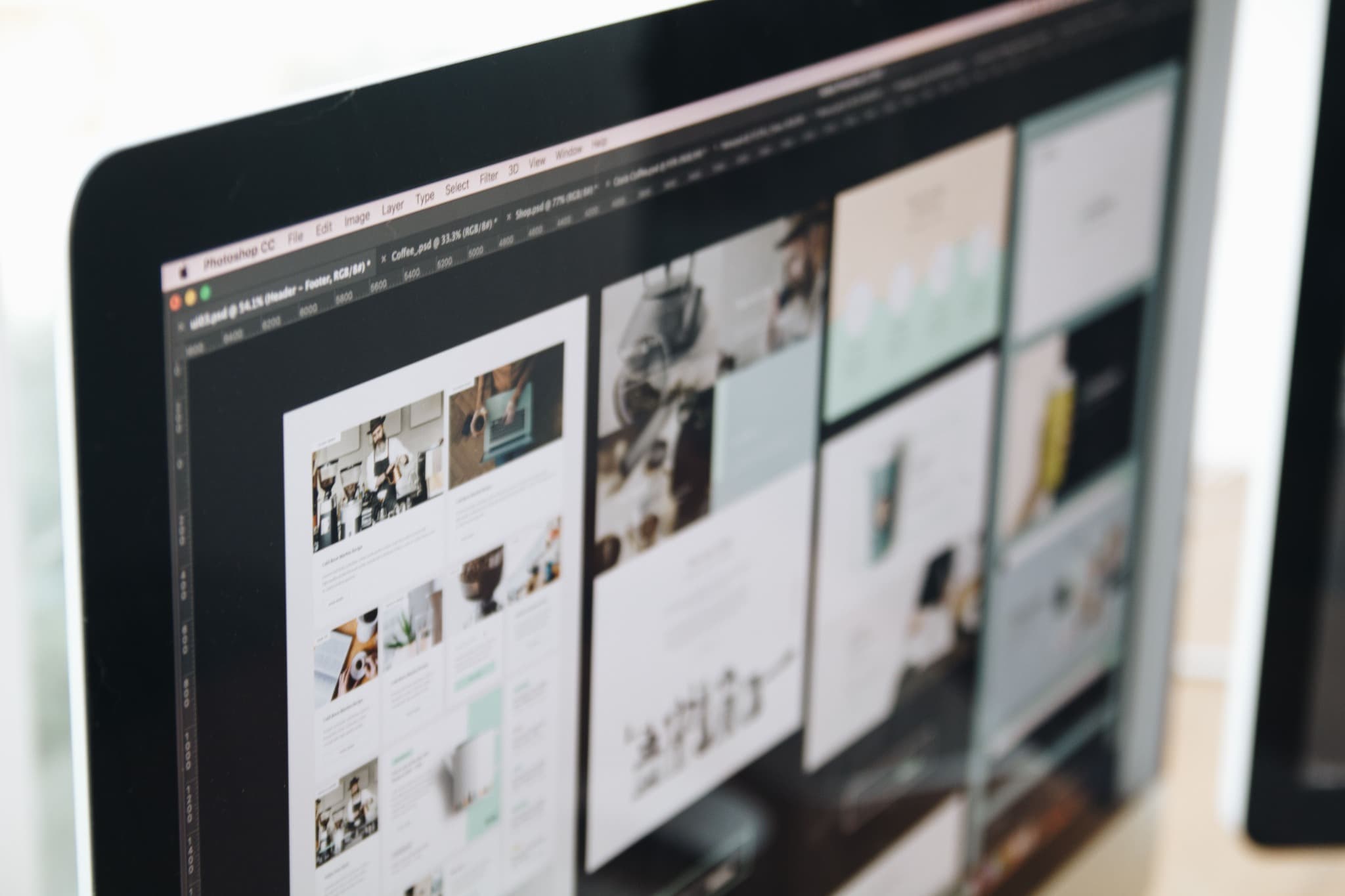Digital product design work on a desktop display